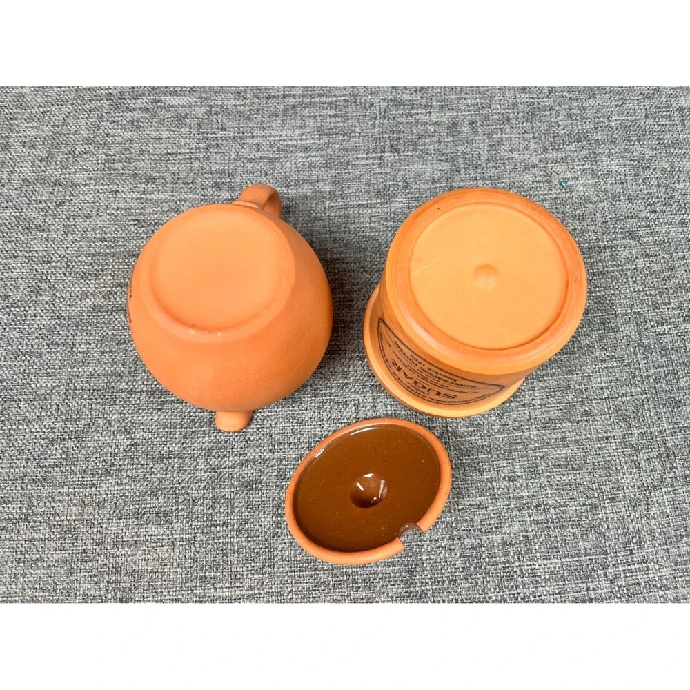 Henry Watson Pottery Original Suffolk Terracotta Creamer and Sugar Canister Set